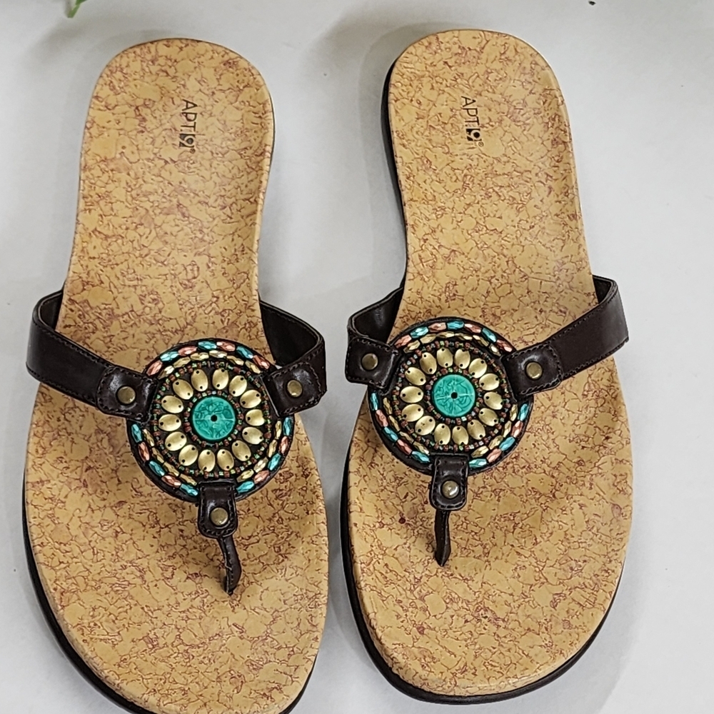 Apt. 9 Brown and Turquoise Sandals